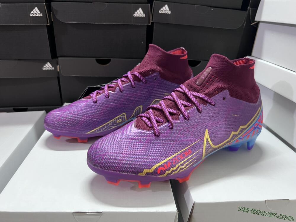 Nike Air Zoom Mercurial Superfly 9 Elite FG High-Tops Soccer Cleats - Purple/Blue/Gold