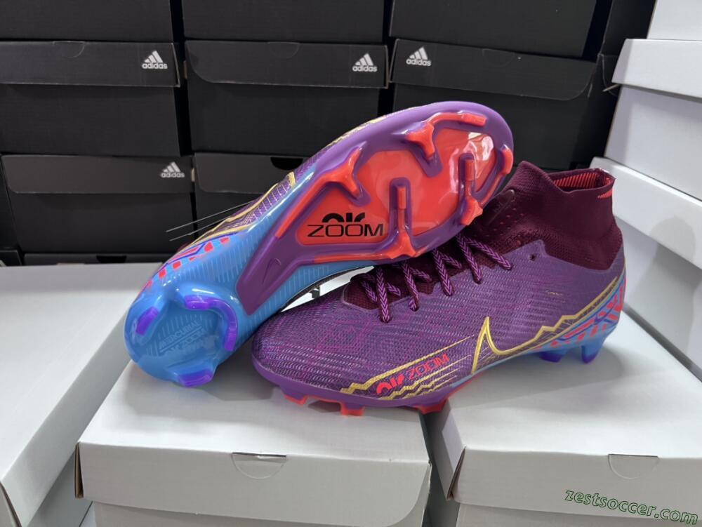 Nike Air Zoom Mercurial Superfly 9 Elite FG High-Tops Soccer Cleats - Purple/Blue/Gold
