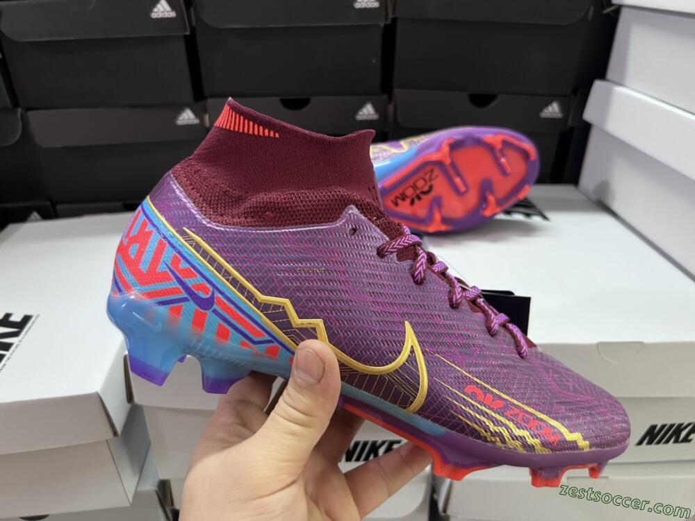 Nike Air Zoom Mercurial Superfly 9 Elite FG High-Tops Soccer Cleats - Purple/Blue/Gold