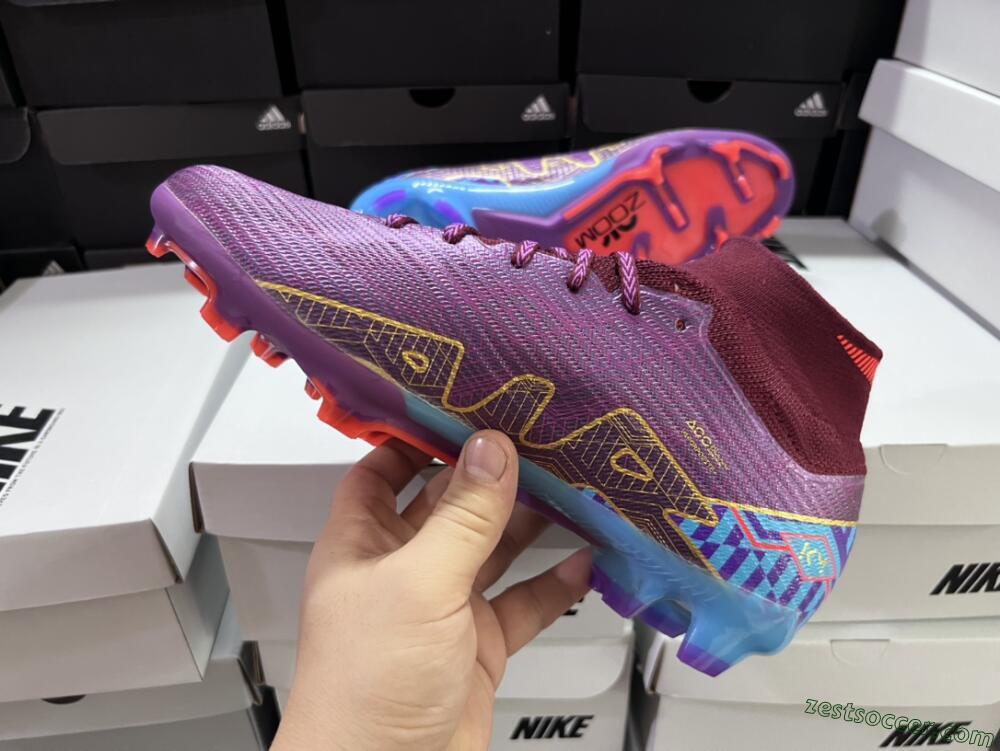 Nike Air Zoom Mercurial Superfly 9 Elite FG High-Tops Soccer Cleats - Purple/Blue/Gold