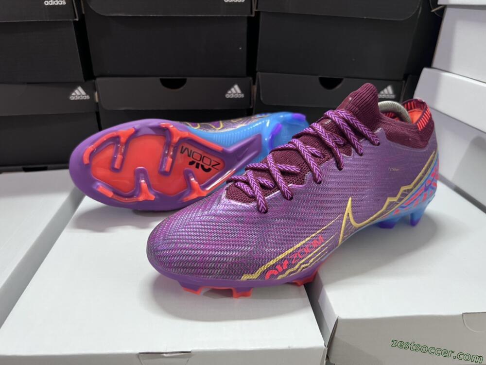 Nike Air Zoom Mercurial Vapor 15 Elite FG Low-Tops Soccer Cleats - Purple/Blue/Gold