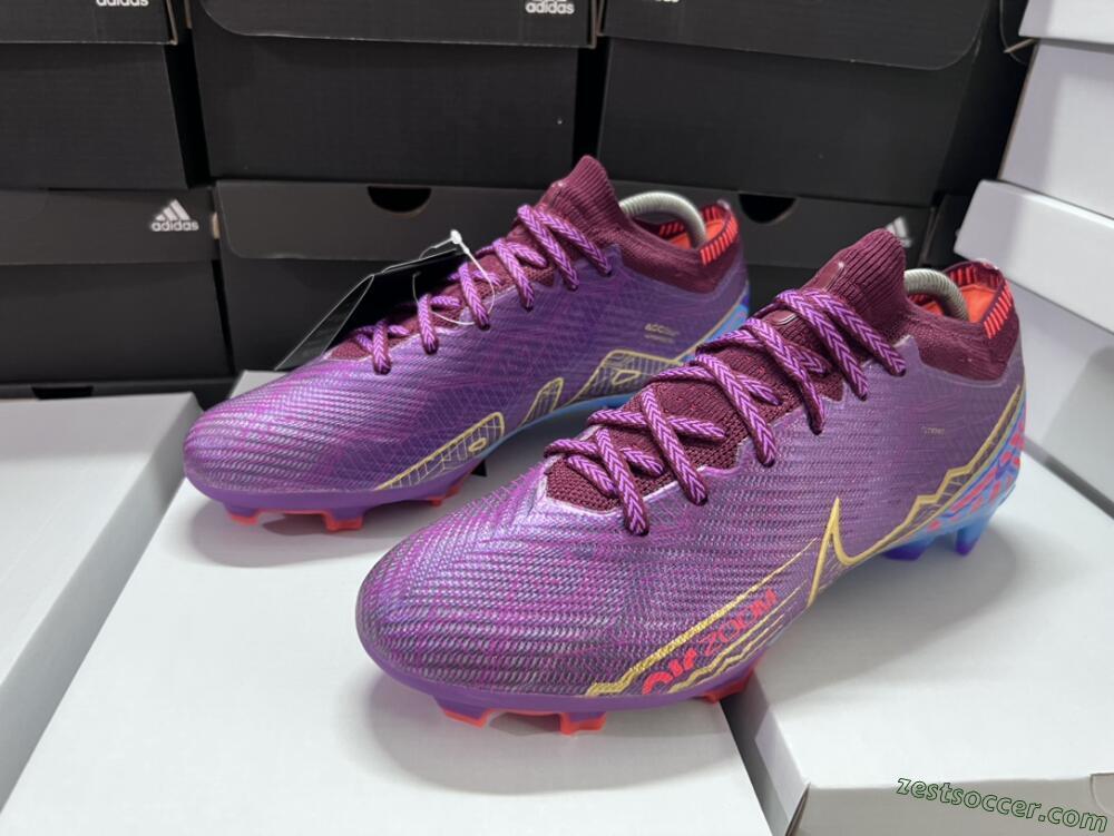 Nike Air Zoom Mercurial Vapor 15 Elite FG Low-Tops Soccer Cleats - Purple/Blue/Gold