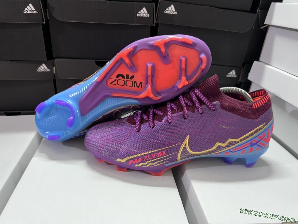 Nike Air Zoom Mercurial Vapor 15 Elite FG Low-Tops Soccer Cleats - Purple/Blue/Gold
