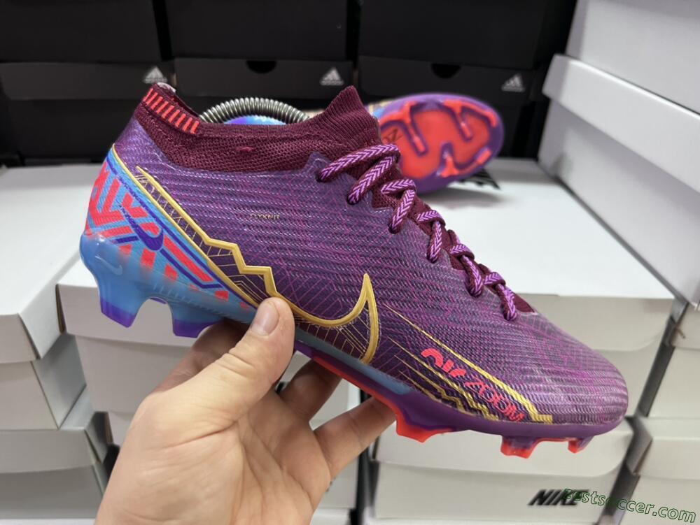 Nike Air Zoom Mercurial Vapor 15 Elite FG Low-Tops Soccer Cleats - Purple/Blue/Gold