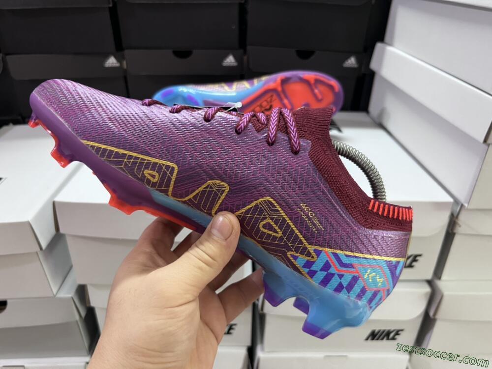 Nike Air Zoom Mercurial Vapor 15 Elite FG Low-Tops Soccer Cleats - Purple/Blue/Gold