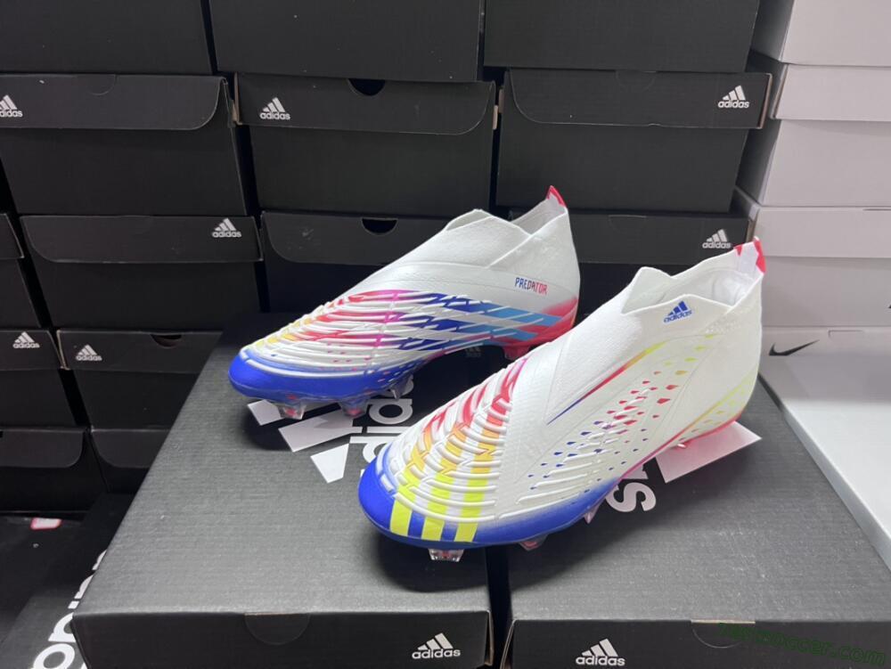 Adidas Predator FIFA World Cup Qatar 2022 Edge+ FG High-Tops Soccer Cleats - White/Red/Blue