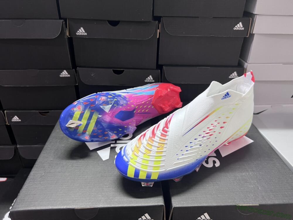 Adidas Predator FIFA World Cup Qatar 2022 Edge+ FG High-Tops Soccer Cleats - White/Red/Blue