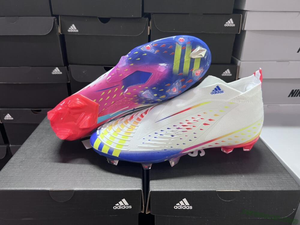 Adidas Predator FIFA World Cup Qatar 2022 Edge+ FG High-Tops Soccer Cleats - White/Red/Blue