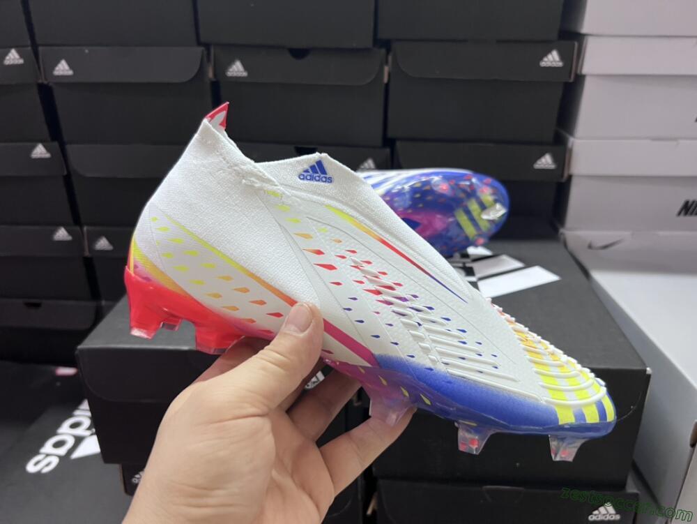 Adidas Predator FIFA World Cup Qatar 2022 Edge+ FG High-Tops Soccer Cleats - White/Red/Blue
