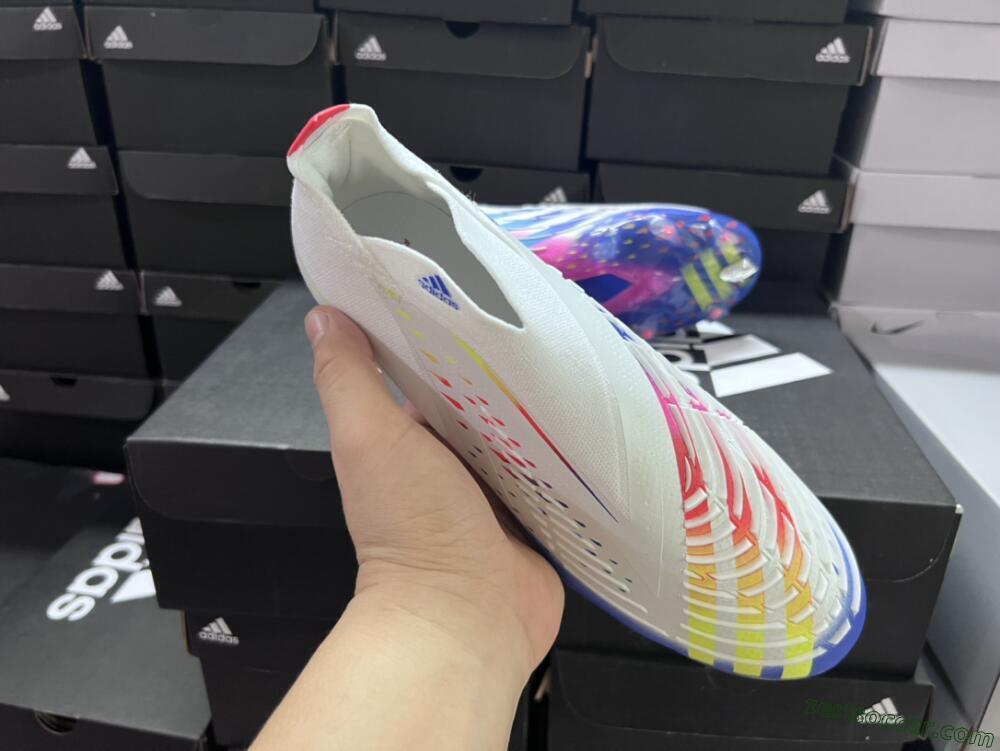 Adidas Predator FIFA World Cup Qatar 2022 Edge+ FG High-Tops Soccer Cleats - White/Red/Blue