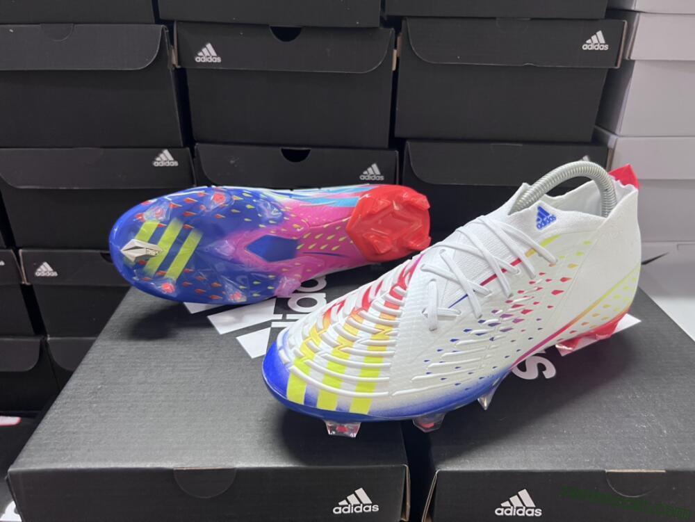 Adidas Predator FIFA World Cup Qatar 2022 Edge+ FG Low-Tops Soccer Cleats - White/Red/Blue