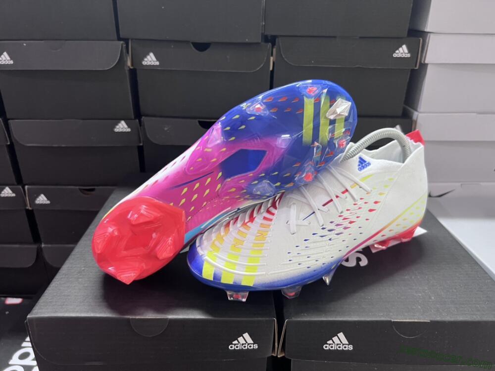 Adidas Predator FIFA World Cup Qatar 2022 Edge+ FG Low-Tops Soccer Cleats - White/Red/Blue