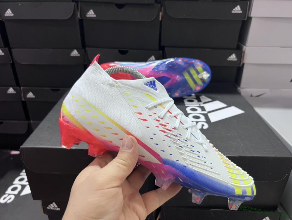 Adidas Predator FIFA World Cup Qatar 2022 Edge+ FG Low-Tops Soccer Cleats - White/Red/Blue