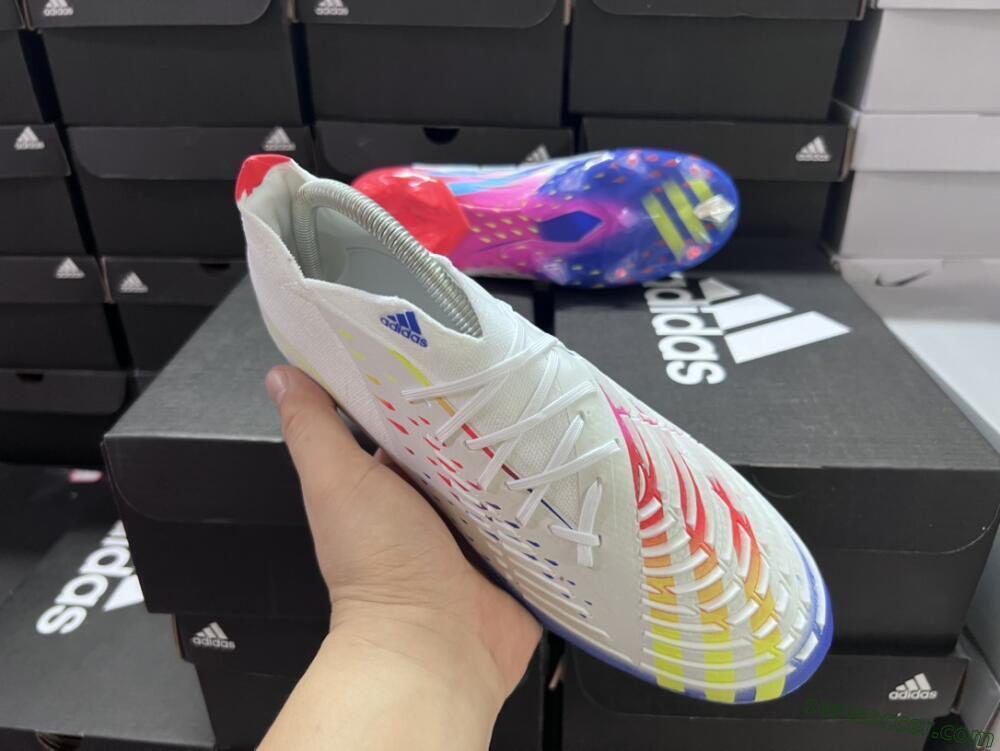 Adidas Predator FIFA World Cup Qatar 2022 Edge+ FG Low-Tops Soccer Cleats - White/Red/Blue