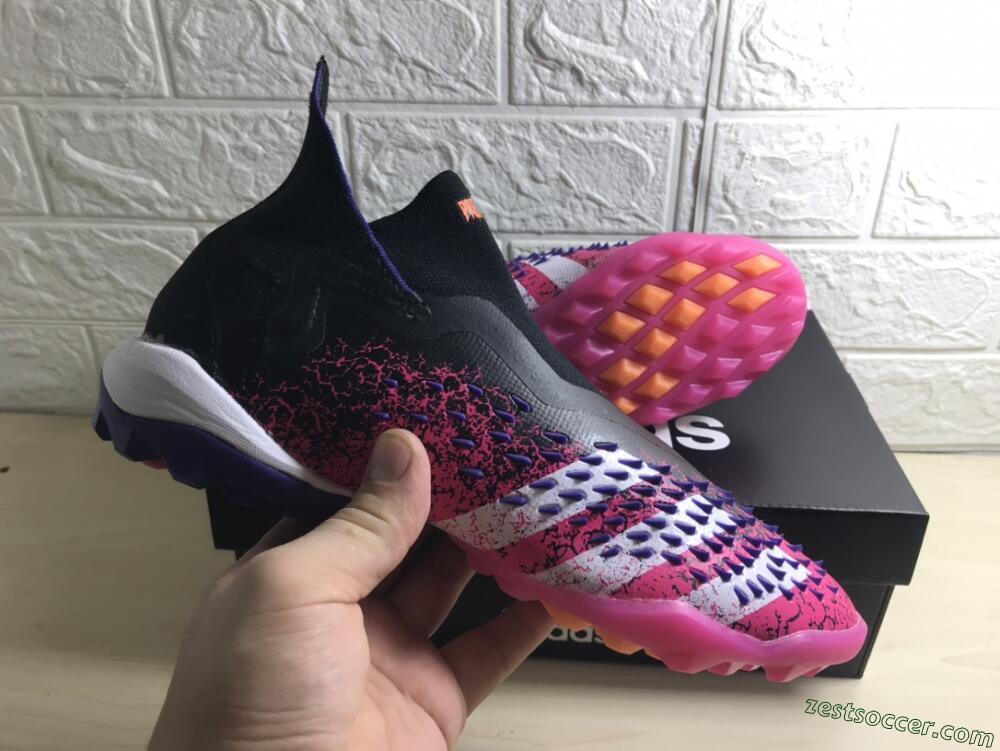 Adidas Predator Freak+ TF High-Tops Soccer Shoes - Black/Purple/Pink