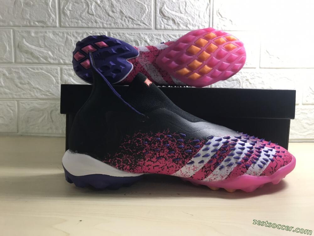 Adidas Predator Freak+ TF High-Tops Soccer Shoes - Black/Purple/Pink