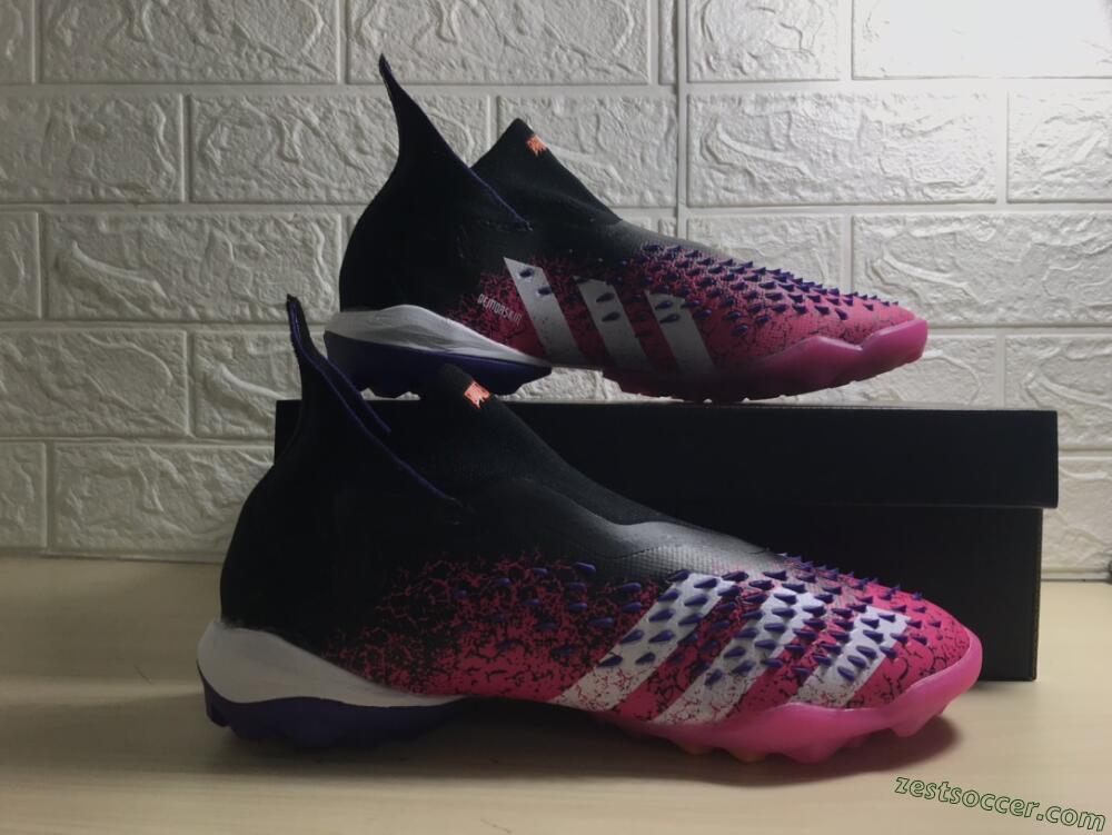 Adidas Predator Freak+ TF High-Tops Soccer Shoes - Black/Purple/Pink