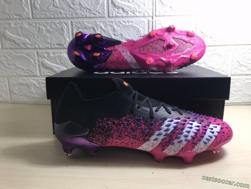 Adidas Predator Freak.1 FG Low-Tops Soccer Cleats - Black/Pink/Purple
