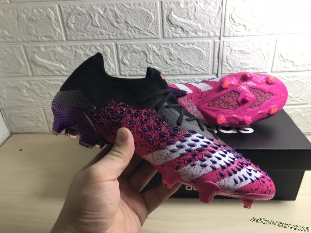 Adidas Predator Freak.1 FG Low-Tops Soccer Cleats - Black/Pink/Purple