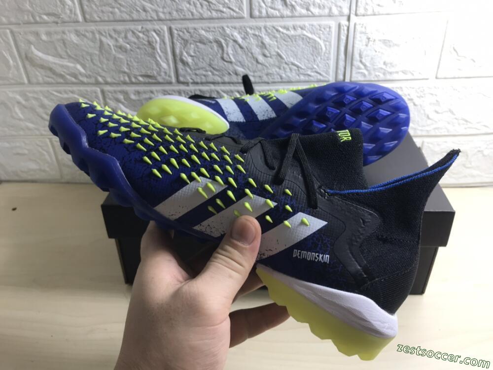 Adidas Predator Freak+ TF High-Tops Soccer Shoes - Black/Blue/Green