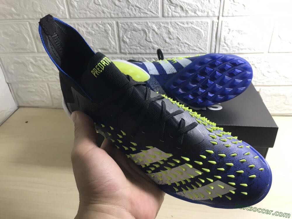 Adidas Predator Freak+ TF High-Tops Soccer Shoes - Black/Blue/Green