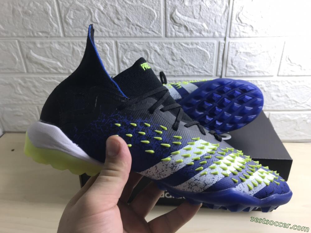 Adidas Predator Freak+ TF High-Tops Soccer Shoes - Black/Blue/Green