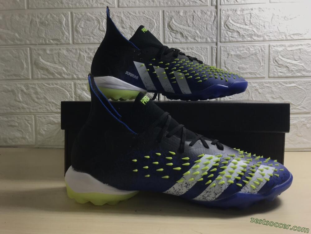 Adidas Predator Freak+ TF High-Tops Soccer Shoes - Black/Blue/Green