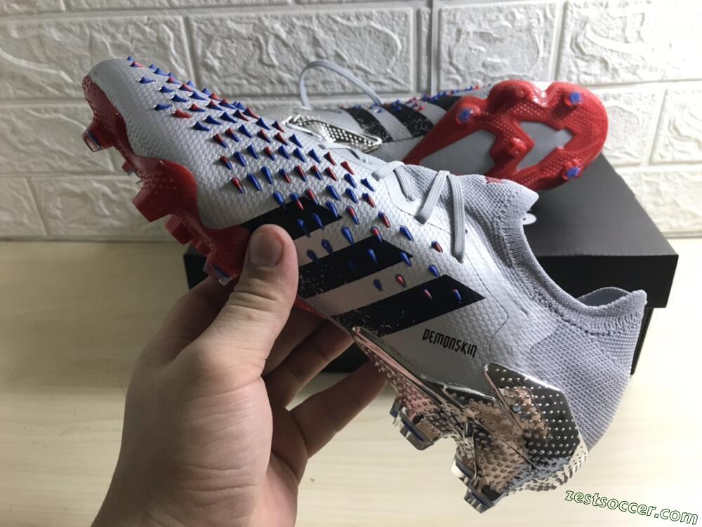 Adidas Predator Freak.1 FG Low-Tops Soccer Cleats - Silver/Blue/Red/Black