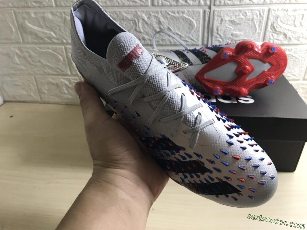 Adidas Predator Freak.1 FG Low-Tops Soccer Cleats - Silver/Blue/Red/Black
