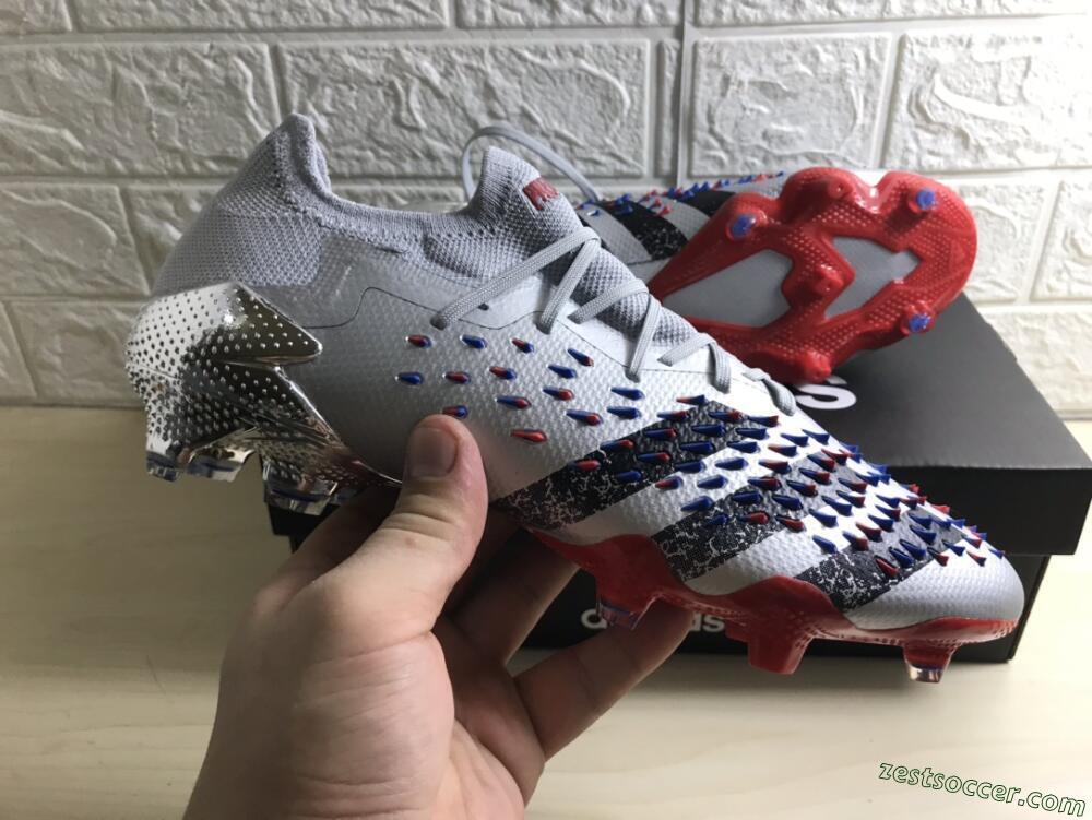 Adidas Predator Freak.1 FG Low-Tops Soccer Cleats - Silver/Blue/Red/Black
