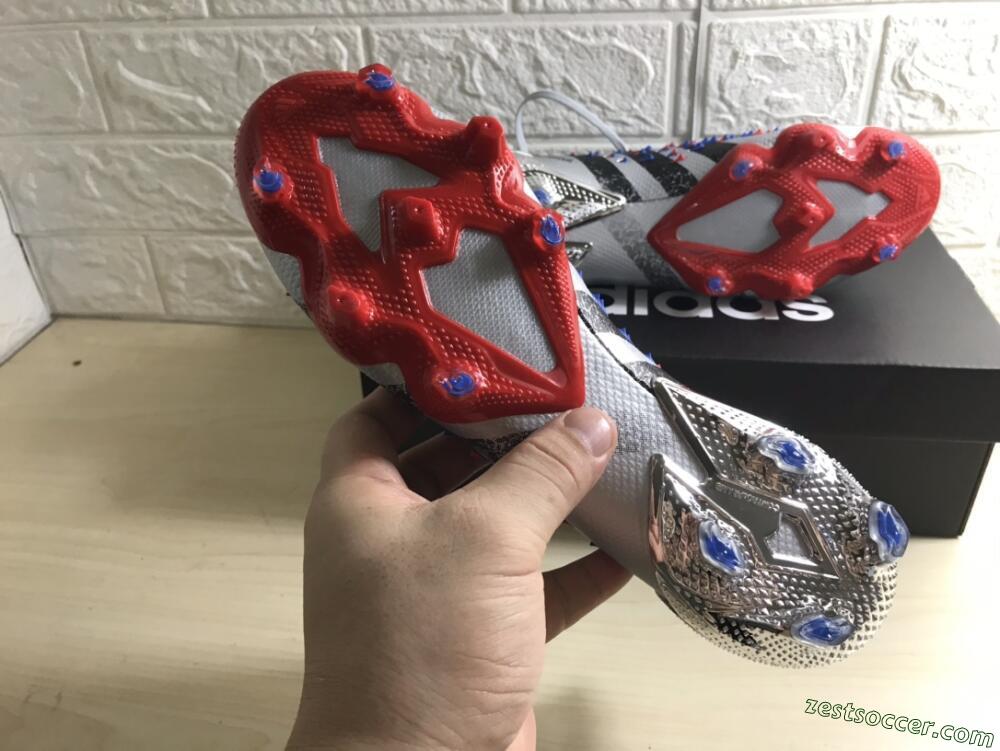 Adidas Predator Freak.1 FG Low-Tops Soccer Cleats - Silver/Blue/Red/Black