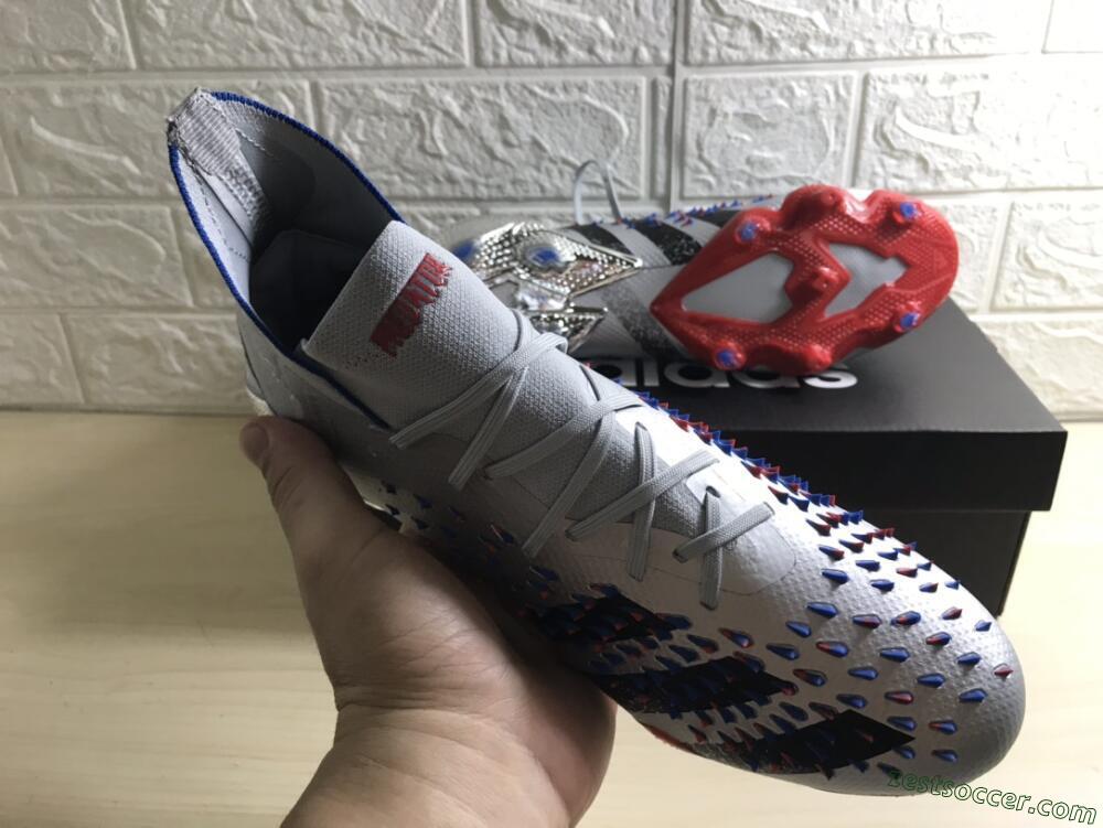 Adidas Predator Freak.1 FG High-Tops Soccer Cleats - Sliver/Black/Red
