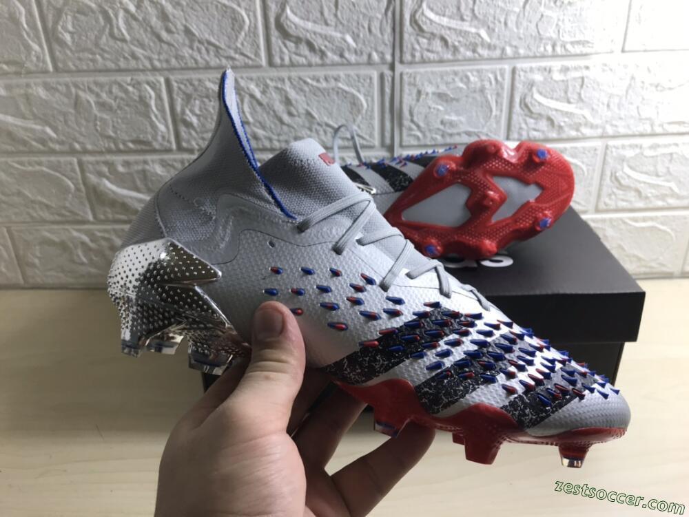 Adidas Predator Freak.1 FG High-Tops Soccer Cleats - Sliver/Black/Red