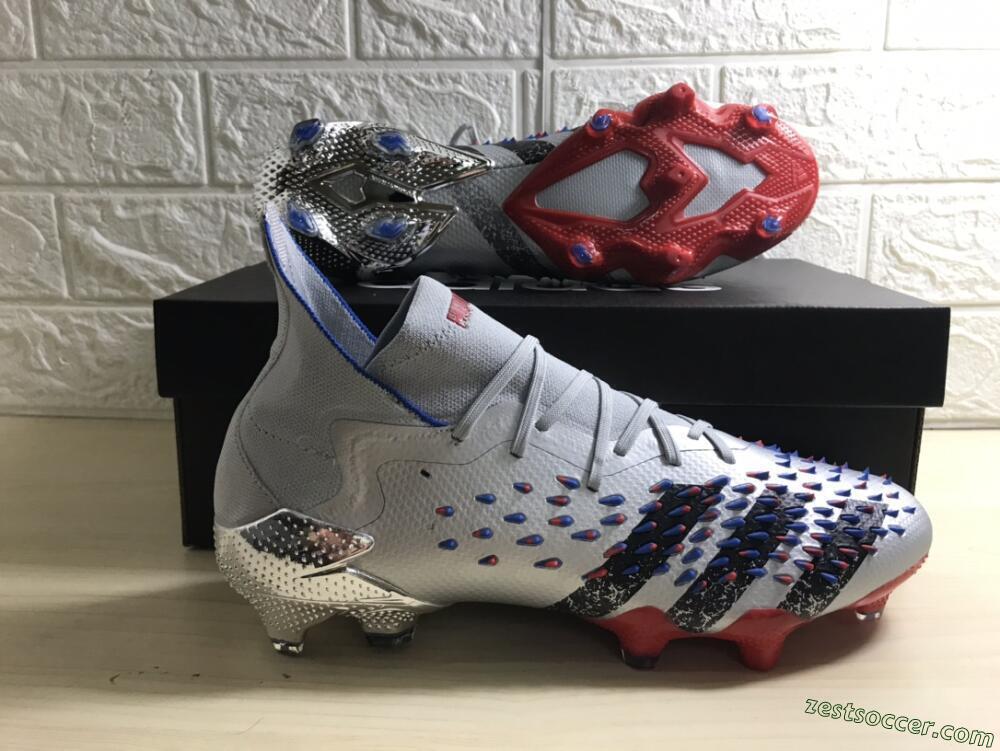 Adidas Predator Freak.1 FG High-Tops Soccer Cleats - Sliver/Black/Red