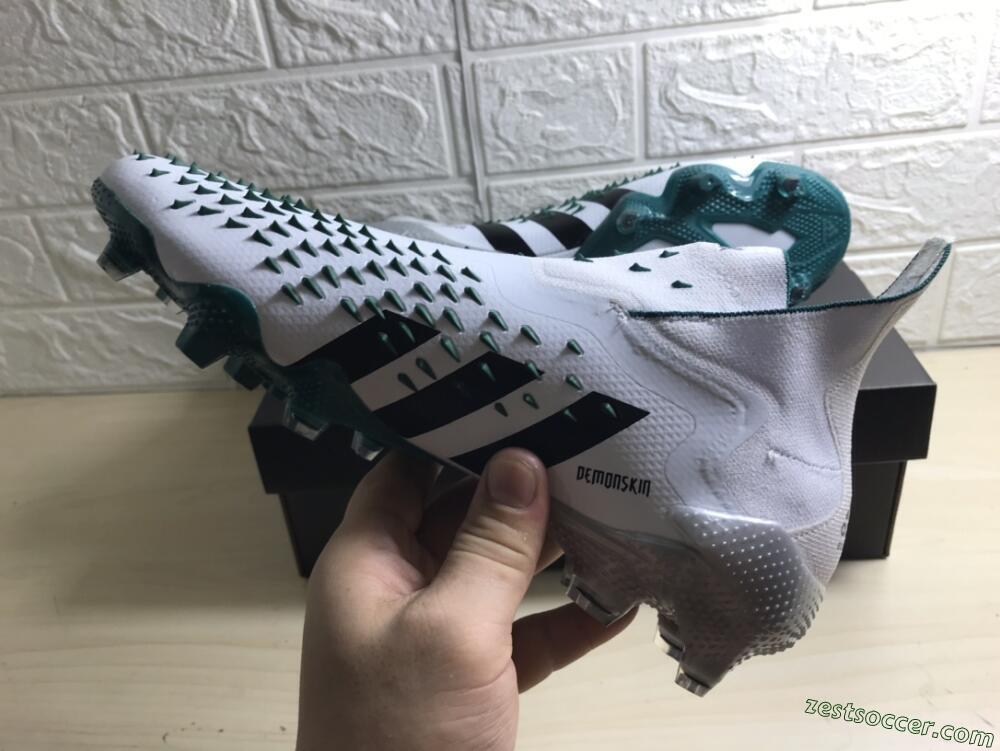 Adidas Predator Freak+ FG High-Tops Soccer Cleats - White/Black/Green