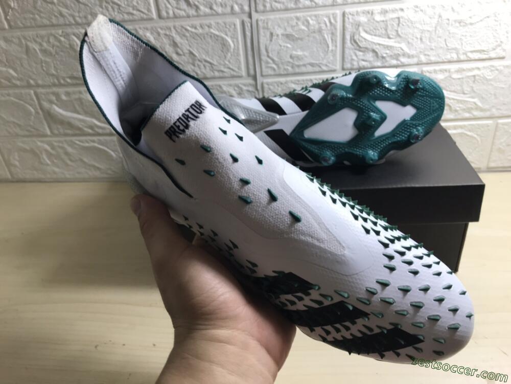Adidas Predator Freak+ FG High-Tops Soccer Cleats - White/Black/Green