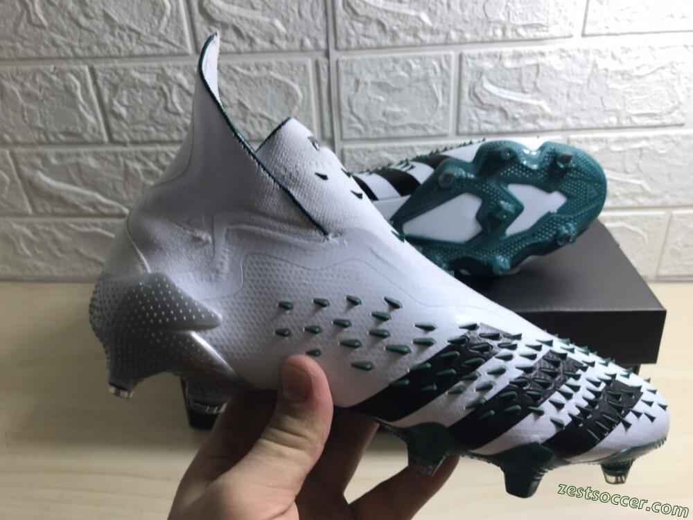Adidas Predator Freak+ FG High-Tops Soccer Cleats - White/Black/Green