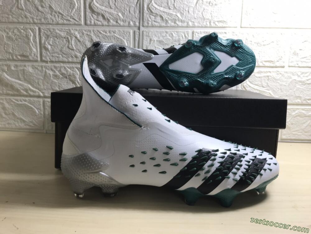 Adidas Predator Freak+ FG High-Tops Soccer Cleats - White/Black/Green