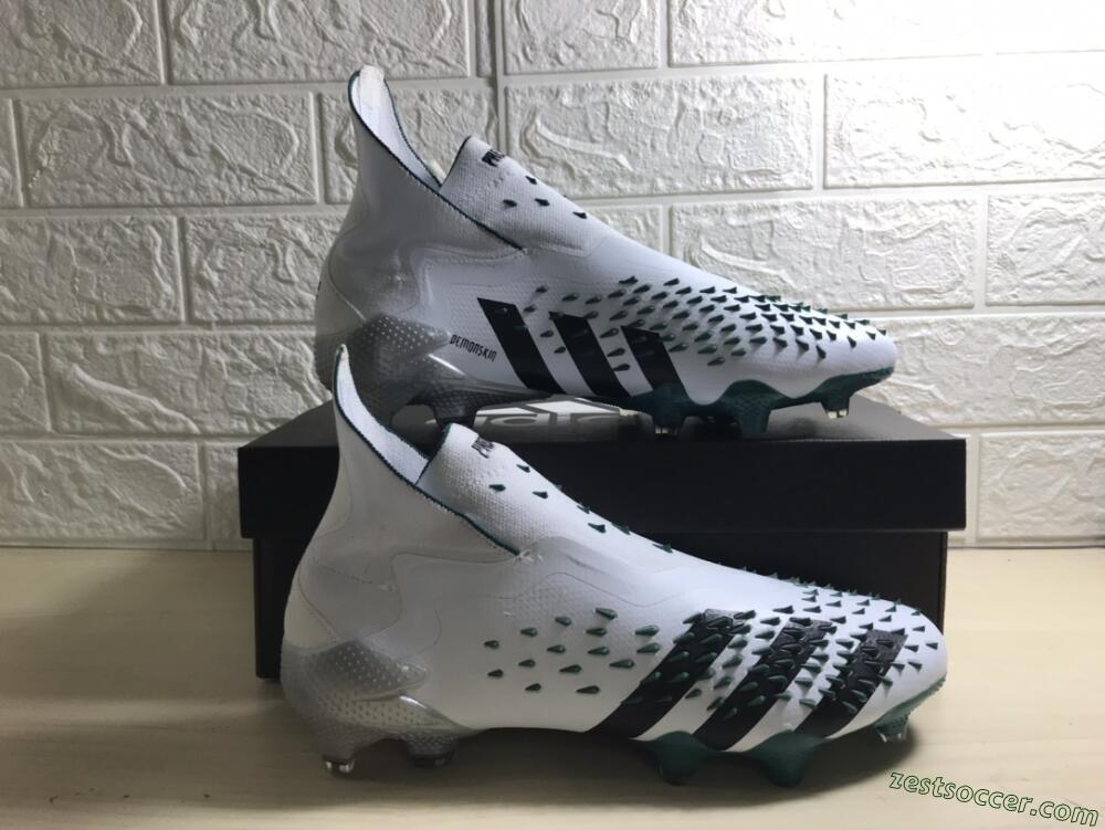 Adidas Predator Freak+ FG High-Tops Soccer Cleats - White/Black/Green