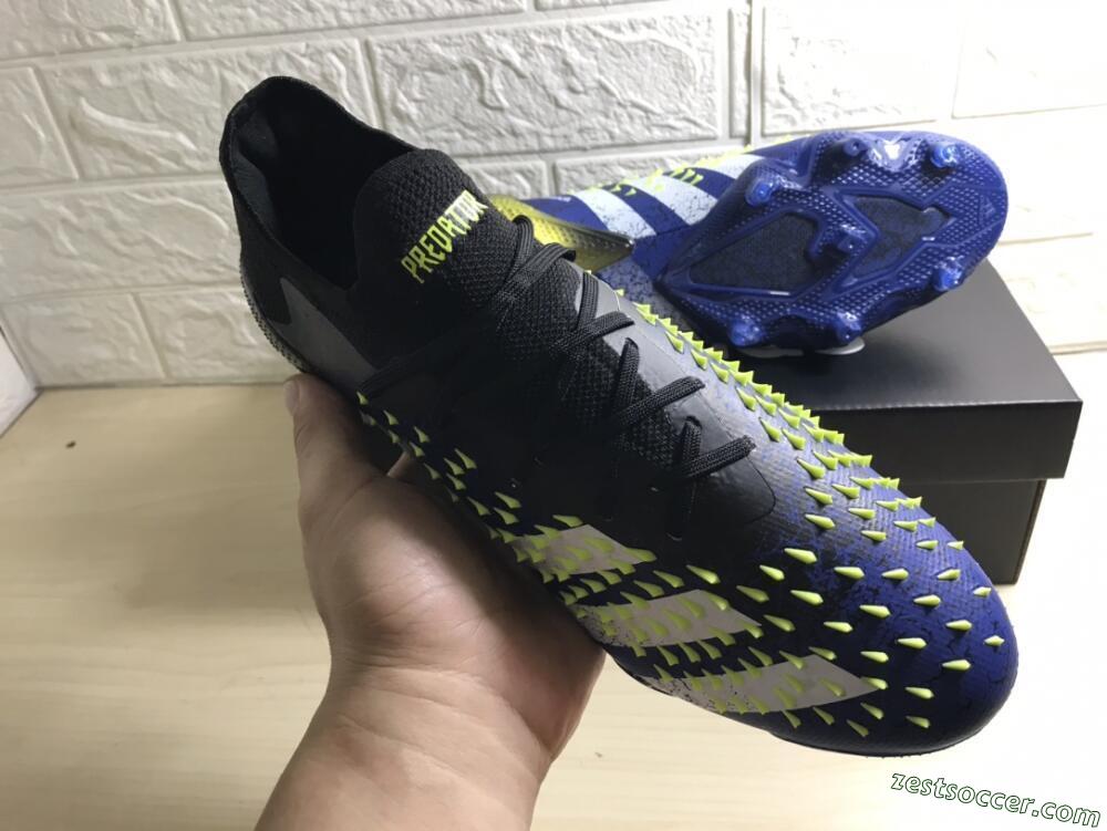 Adidas Predator Freak.1 Low FG Low-Tops Soccer Cleats - Black/Blue/Green