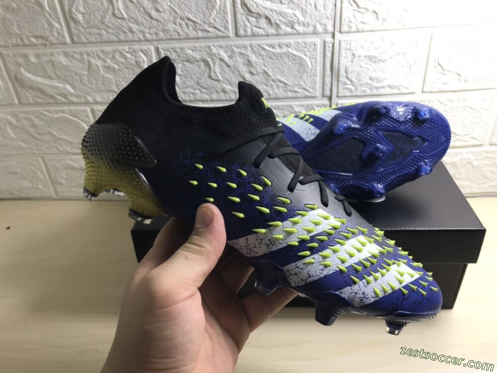 Adidas Predator Freak.1 Low FG Low-Tops Soccer Cleats - Black/Blue/Green