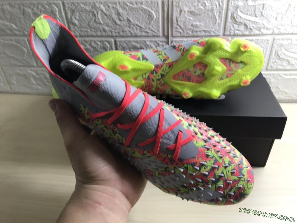 Adidas Predator Freak.1 FG High-Tops Soccer Cleats - Grey/Yellow/Orange