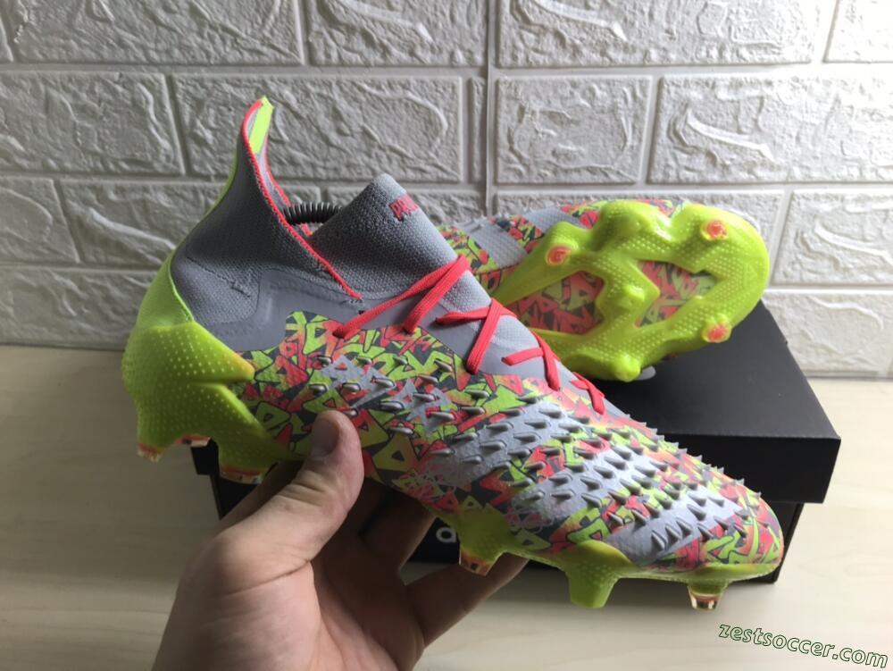 Adidas Predator Freak.1 FG High-Tops Soccer Cleats - Grey/Yellow/Orange
