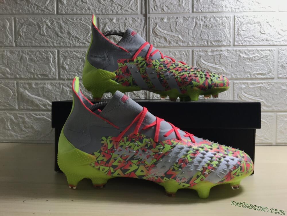 Adidas Predator Freak.1 FG High-Tops Soccer Cleats - Grey/Yellow/Orange