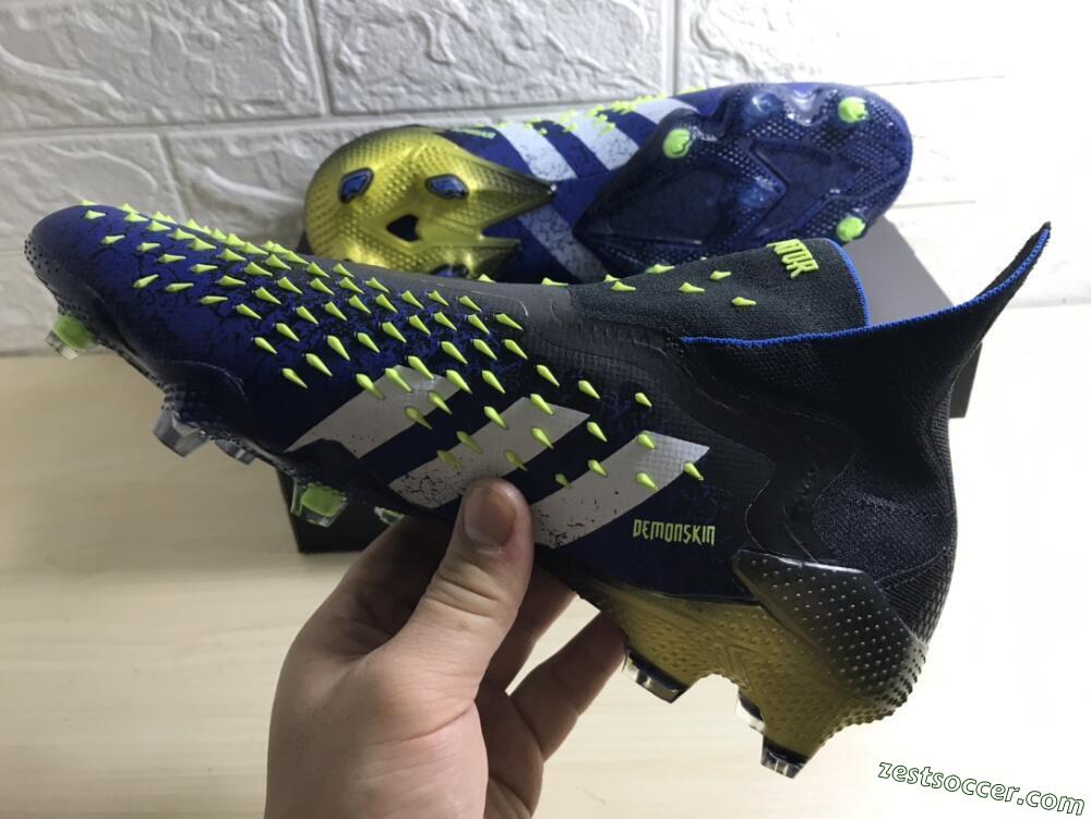 Adidas Predator Freak+ FG High-Tops Soccer Cleats - Black/White/Blue