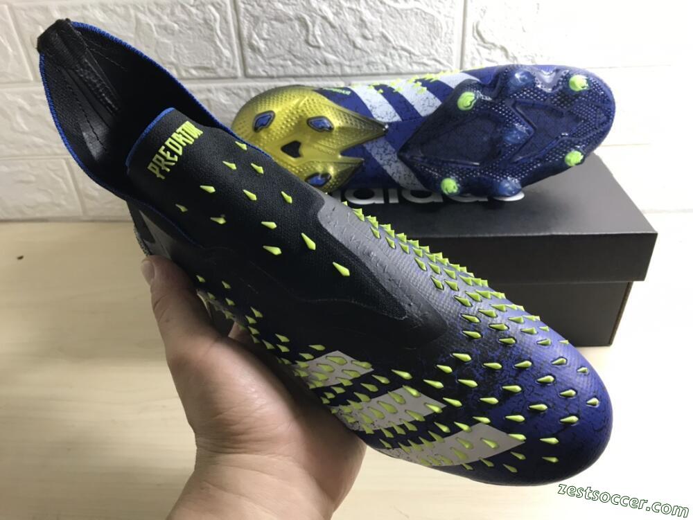 Adidas Predator Freak+ FG High-Tops Soccer Cleats - Black/White/Blue