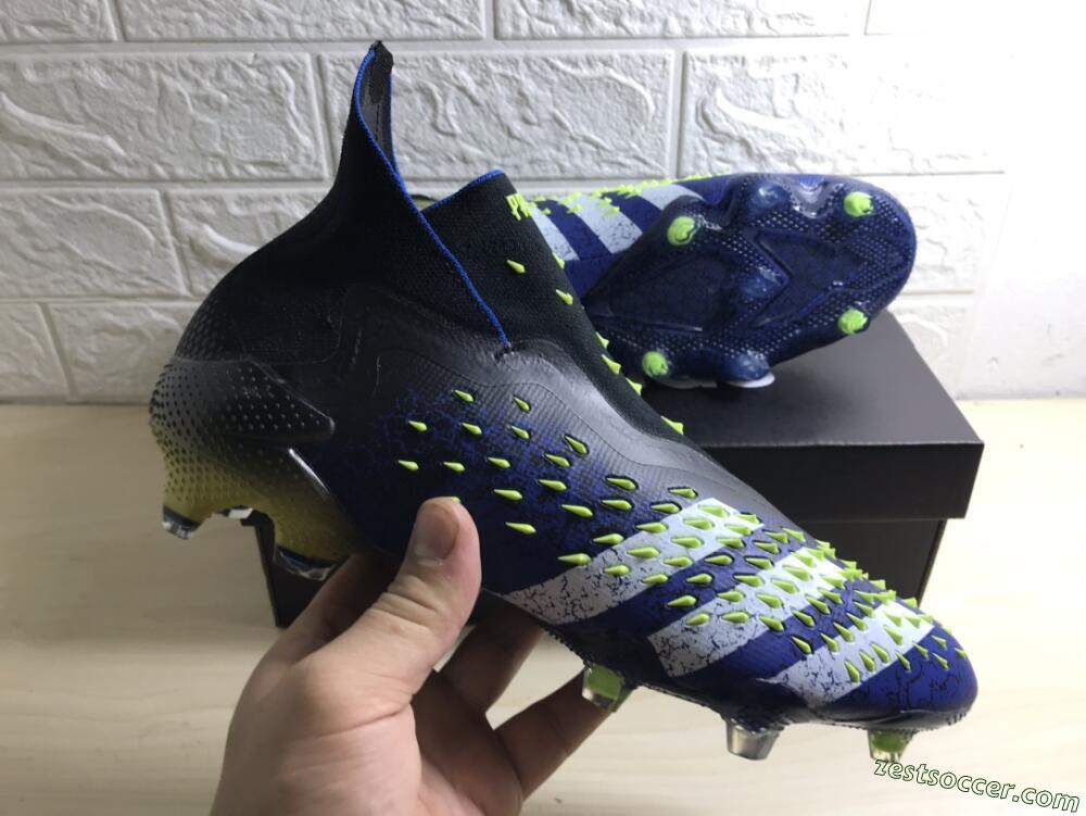 Adidas Predator Freak+ FG High-Tops Soccer Cleats - Black/White/Blue