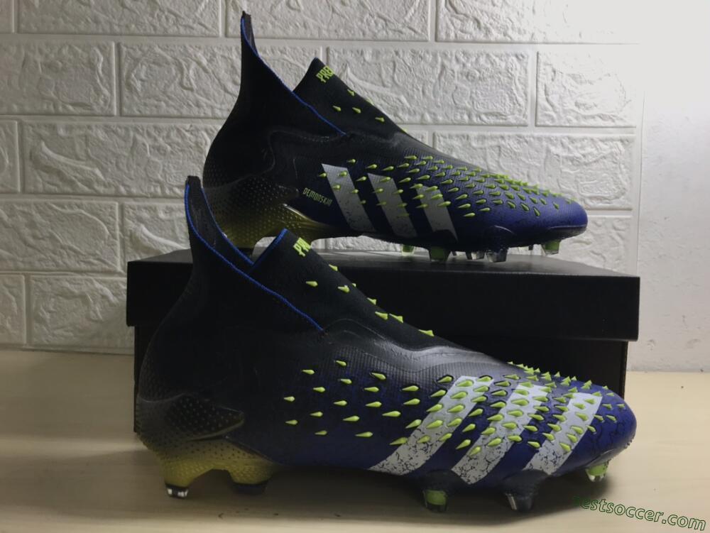 Adidas Predator Freak+ FG High-Tops Soccer Cleats - Black/White/Blue