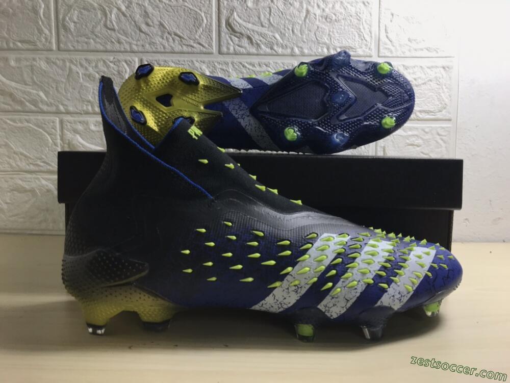 Adidas Predator Freak+ FG High-Tops Soccer Cleats - Black/White/Blue