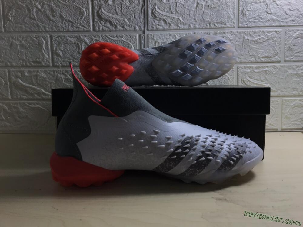 Adidas Predator Freak+ TF High-Tops Soccer Shoes - White/Grey/Red
